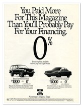 1990 Jeep Cherokee &amp; Eagle Premier ES Vintage Full-Page Magazine Chrysler Ad - £7.75 GBP