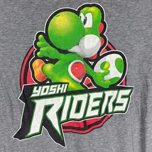 Yoshi Riders Super Mario Graphic T-Shirt Mens L Gray Mario Kart Theme - £13.18 GBP