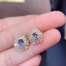 100% natural VVS tanzanite stud earrings 5 * 4 Trillion cut tanzanite earring fo - £58.35 GBP