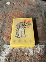 Vintage Hallmark Dog With Flowers Yellow EMPTY Stationary Notecard Box - $9.85