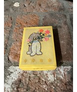 Vintage Hallmark Dog With Flowers Yellow EMPTY Stationary Notecard Box - $9.85