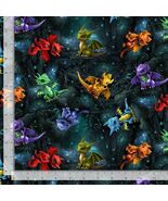Cotton Baby Dragons Tossed Forest Cotton Fabric Print by the Yard D695.70 - $16.95