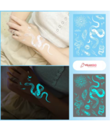 2 Pack of Luminous Temporary Tattoo, Snake Moon Stars Design, Blue Glow ... - $7.82