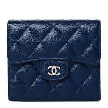 Caviar Quilted Compact Flap Wallet Navy - £1,674.65 GBP