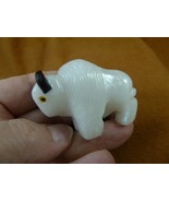 (Y-BUF-456) 2&quot; White Alabaster + onyx BUFFALO bison gemstone gem figurin... - $22.99