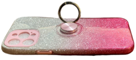 Slim Fit Silicone Case For iPhone 12 Pro Max - Pink & Silver Glitter Ring Stand image 5