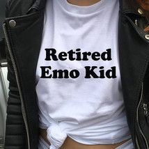 Retired Emo Kid T-shirt Cool Casual Tumblr Grunge Tee - £14.93 GBP