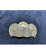 TRIPLE  HORSESHOE BULLRIDER cowboy western belt buckle BULLHIDE SILVER -... - $136.53 CAD