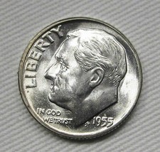 1955-P Roosevelt Dime Gem+ Unc AD836 - £13.70 GBP