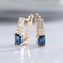 14K Gold Plated Elegant Stud Earrings with Zircon, Classic Unique Design - £33.76 GBP