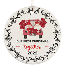 Our First Christmas Together Gnomes Circle Ornament 2022 1st Anniversary Gift - £15.51 GBP