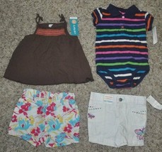 Carters Shorts Tank Bodysuit 4 Pc Set WK Chaps Babydoll Girls-sz 12 months - $10.89