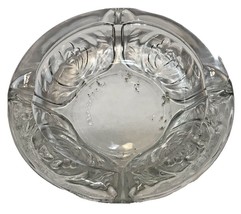 Vintage KIG Indonesia 6&quot; Clear Heavy Glass 4 Slot Ashtray with Embossed Roses - £9.74 GBP