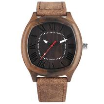 Unique Wood Watches Irregular Quartz Watch Handmade Bamboo Wristwatch-Black - £26.78 GBP