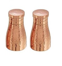 Copper Bedroom Jar Set of  2 Pcs Joint Free Good  Health Yoga  Capacity 1 Ltr - £34.33 GBP