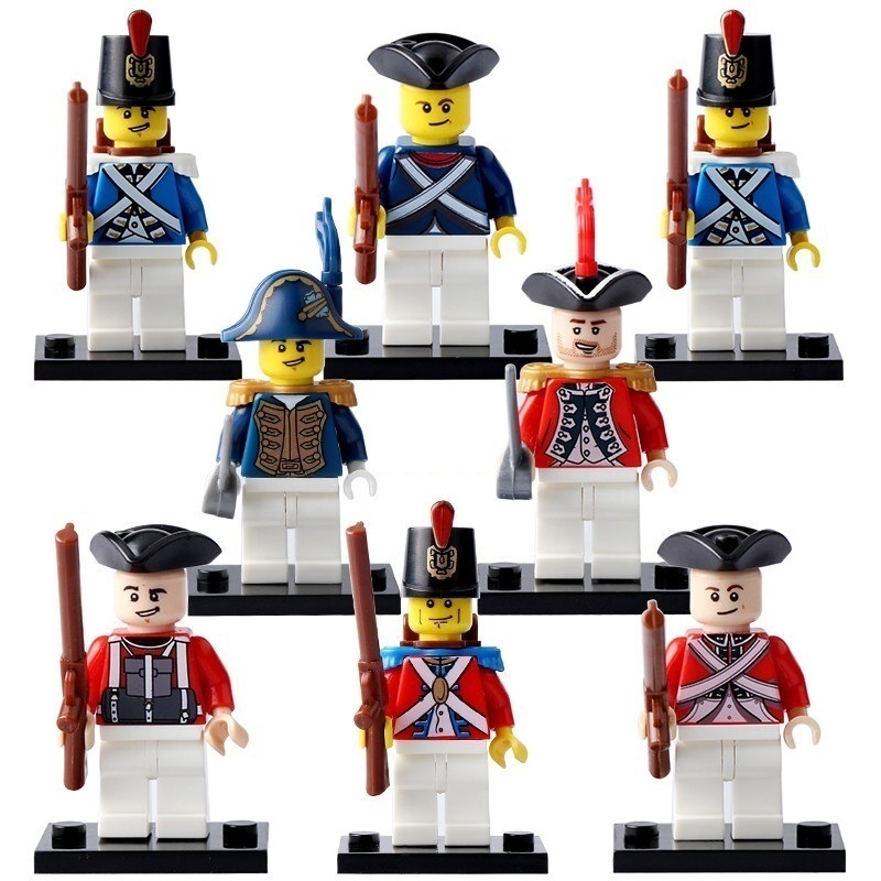 8pcs Chief Red coat Royal Navy Minifigures Toys at American Revolutionary War