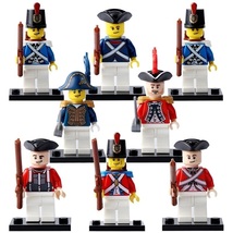 8pcs Chief Red coat Royal Navy Minifigures Toys at American Revolutionary War - £11.74 GBP