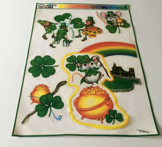 Vintage Saint Patrick&#39;s day window cling decorations mouse and leprechauns - $19.75