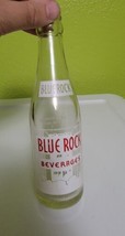 Rare Vintage Antique Soda Pop Glass Bottle Blue Rock Beverages Clear Montana  - £23.49 GBP