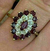 2.20Ct Marquise Cut Simulated Red Garnet Ring Gold Plated 925 Silver  - £95.25 GBP