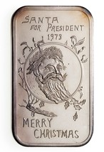 1973 &quot; Babbo Natale Per Presidente &quot; Merry Da R. J.Gillio 1 Oz. Argento Art BAR - £118.24 GBP