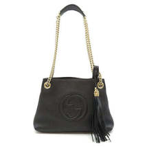 Gucci Shoulder Bag Soho Chain Tote Black Leather Interlocking G Tassel - £1,674.23 GBP