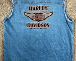 Men&#39;s Harley Davidson Sleeveless Blue Denim Shirt - V-Twin Power - Size 2XL - $58.04
