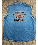 Men&#39;s Harley Davidson Sleeveless Blue Denim Shirt - V-Twin Power - Size 2XL - £45.53 GBP