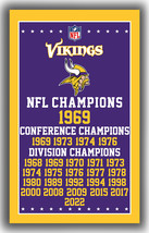 Minnesota Vikings Football Team Champions Memorable Flag 90x150cm 3x5ft Banner - £11.90 GBP