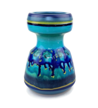 Small vintage Flora Gouda Faenza peacock vase Dutch ceramics Plateel blu... - £23.58 GBP