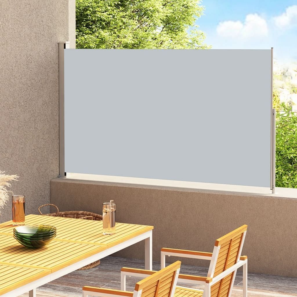 vidaXL Side Awning Gray Polyester with PU coating, powder-coated steel - $193.32