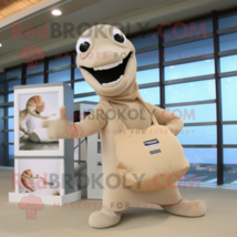 Beige Titanoboa mascot costume character dressed with a One-Piece Swimsuit and T - £1,018.61 GBP