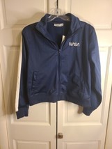 Mighty Fine NASA Cropped Zip Up Front Sweatshirt Blue Size Medium- NEW - £11.08 GBP
