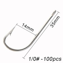 FTK High  Steel Hook 100PCS 1/0#-4/0# Barbed Hook Jigbait Lure Hook Sea Fishing  - £67.16 GBP