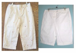  Rafaella White Knee length Shorts and Capri Pants Cotton Blend Size 10 ... - $24.74+