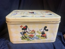 Vintage Disney  Minnie Mickey Mouse Tin Metal 14”x10&quot;x7&quot; Box 1998 - £14.18 GBP