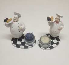 Two Vintage Chubby Chef Figures ~  Candle Holder ~ 5.5” Tall - £19.15 GBP