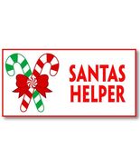 WHITE NAME BADGE TAG FOR SANTAS HELPER CANDY CANE ARTWORK PIN FASTENER - $310.10 MXN