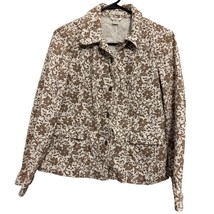 Christopher &amp; Banks Blazer Jacket Medium Brown White Floral Corduroy Cotton - £11.50 GBP