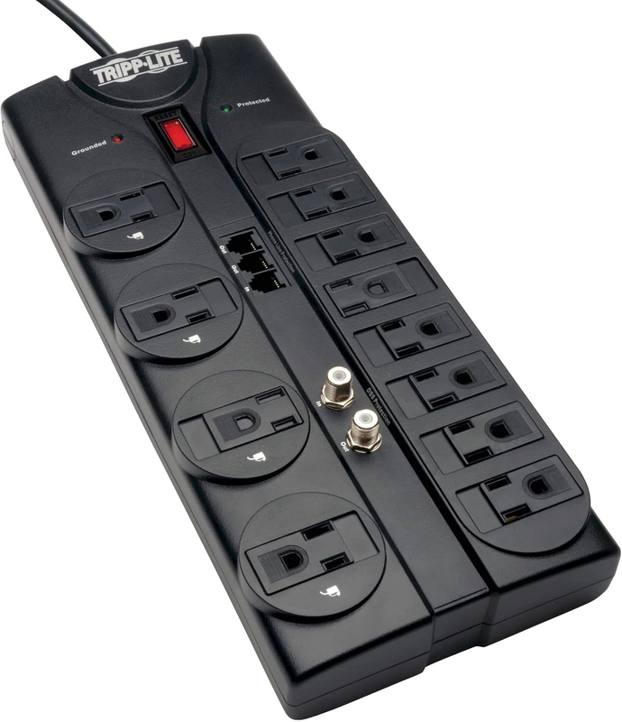 TLP1208TELTV 12 Outlet Surge Protector Power Strip, 8Ft Cord, Right- - $120.77