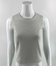 Laura Ashley Sleeveless Sweater Sz Small Petite Silver Sparkly Shell Tan... - $14.85