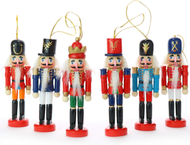 Ornativity Nutcrackers Hanging Ornament Figures - Christmas Mini Wooden King and - £17.80 GBP