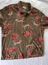 Tommy Bahama Silk Shirt Mens XL Dark Brown Palm S/S  Island Modern Fit Exc Cond - £19.56 GBP