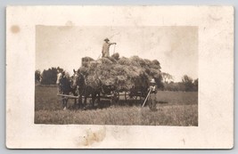 RPPC Farming Scene Farmers On Hay Wagon Photo c1910 Postcard S21 - £11.17 GBP