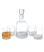 Set of Five Clear Mouth Blown Lead Free Crystal Whiskey Set - $6,450.07 MXN