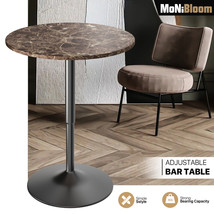 23.6&quot; Brown Modern Bar Table Adjustable Counter Height Wood Tabletop Met... - £76.29 GBP