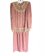 Vintage JC Penny 2 Piece Satin Mauve  Ivory Lace Skirt Set Women’s Size ... - €30,02 EUR