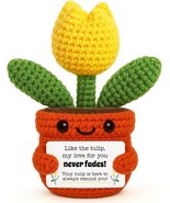 Mini Handmade Crochet Tulip Gift for Girlfriend Wife Mom Friends Positive  - $38.58 CAD