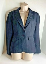 Ann Taylor Womens Sz 6 Blazer Pinstripe Jacket Suit Coat 2 Button Black - £11.68 GBP