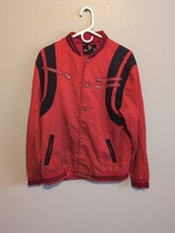 Blac Lacquer Men’s XL Button Up Jacket Red Black Stripes Michael Jackson Style - £30.88 GBP